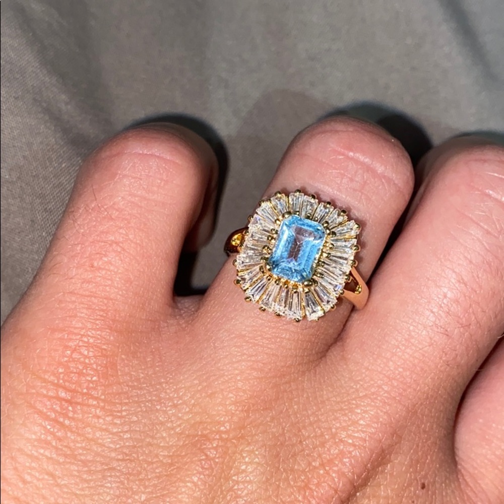 Lab created aquamarine ring size 7